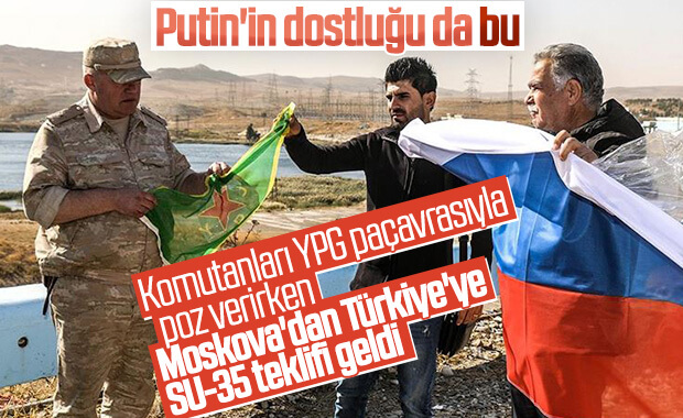 Ruslar YPG paçavrasıyla poz verdi