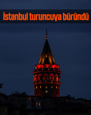 İstanbul kadına şiddete karşı turuncu renge büründü