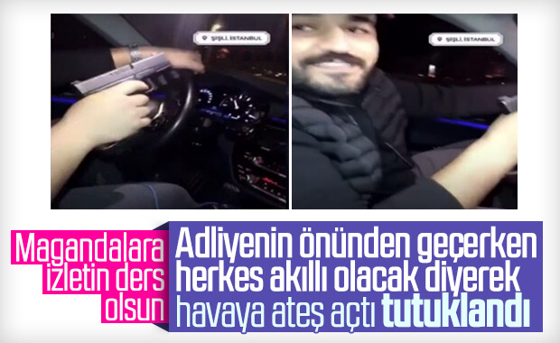 Adliyenin önünde havaya ateş eden maganda tutuklandı