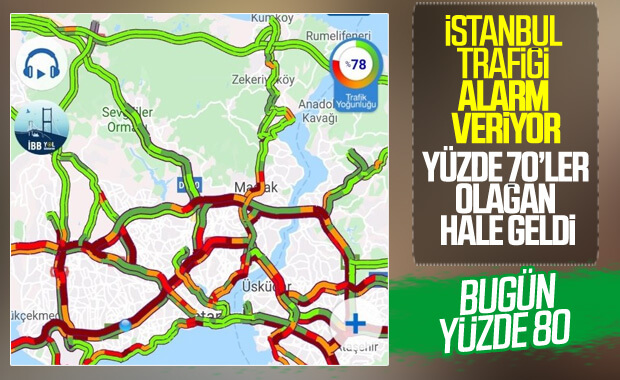 İstanbul’da trafik yoğunluğu yüzde 80'leri buldu