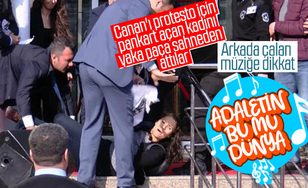 CHP'nin açılış töreninde bir protestocu, etkisiz hale getirildi