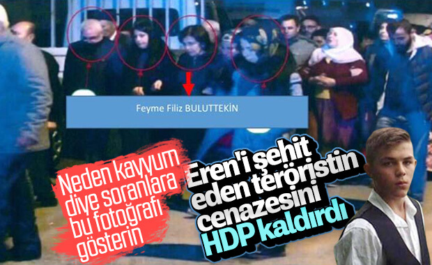 HDP'li başkanın terörist cenazesine katıldığı görüntüler 