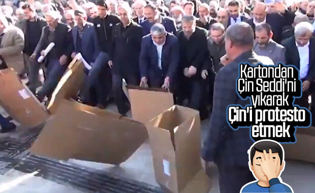 Şanlıurfa ve Sivas'ta kartonla Çin protestoları