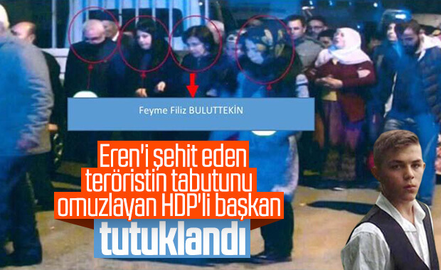 Teröristlerin cenazesine katılan HDP'li başkan cezaevinde