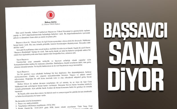 Bülent Arınç, Başsavcı Kocaman'ın yaptığı açıklamayı eleştirdi