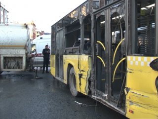 Sultangazi'de su tankeri ile halk otobüsü çarpıştı