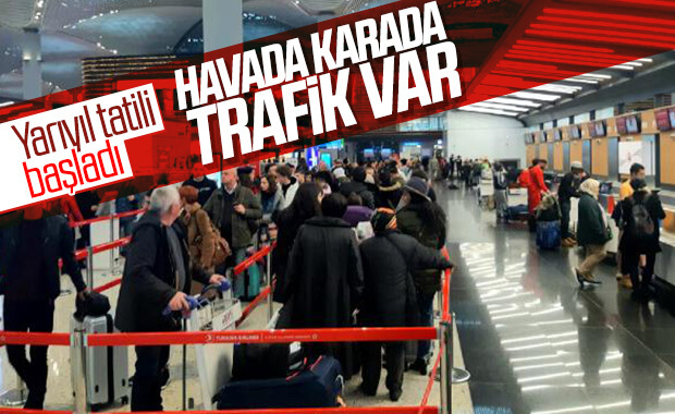 Havada karada yarıyıl tatili trafiği