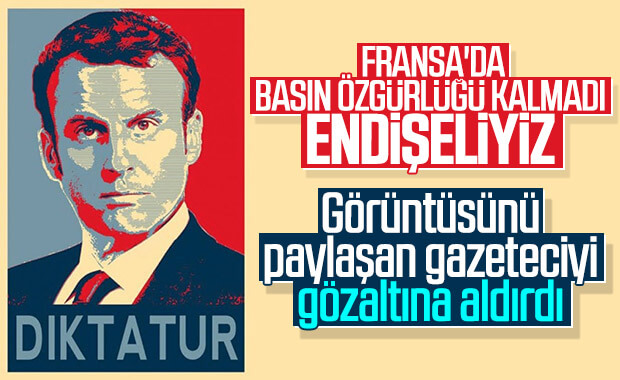 Macron'un görüntüsünü paylaşan gazeteci gözaltında