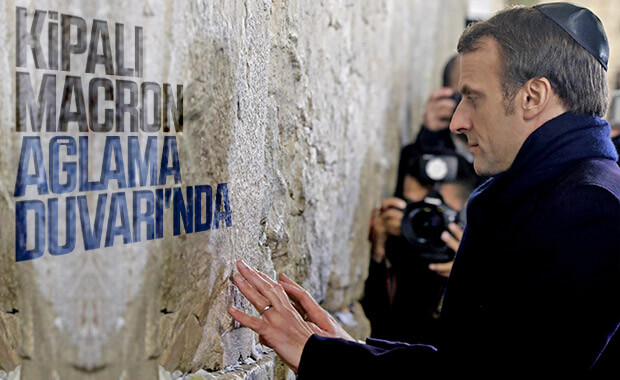 Macron Ağlama Duvarı'nda