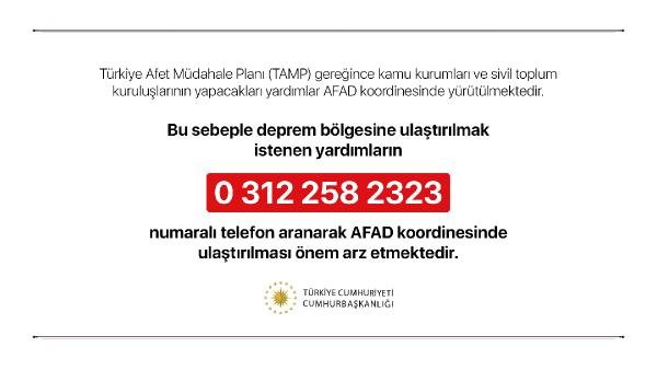 Deprem yardımları AFAD koordinesinde ulaştırılacak