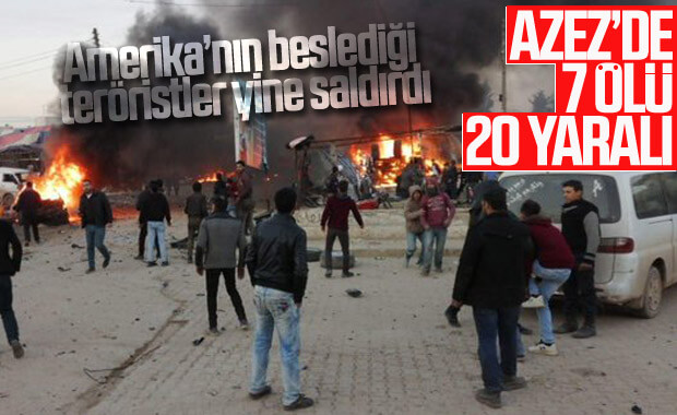 Azez'de sivillere YPG'li teröristlerden bombalı saldırı