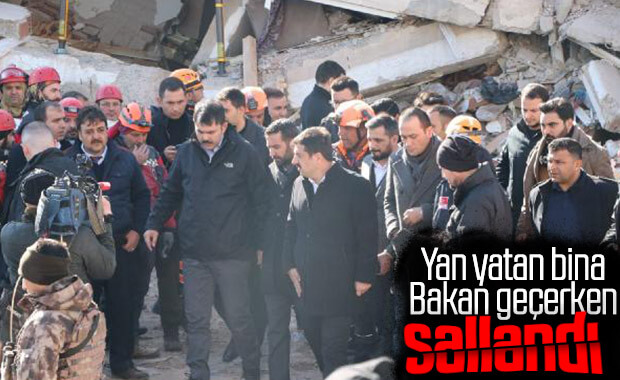 Bakan Kurum'un inceleme yaptığı bina sallandı
