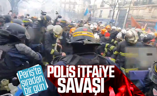 Paris'te itfaiye ile polisin çatışması