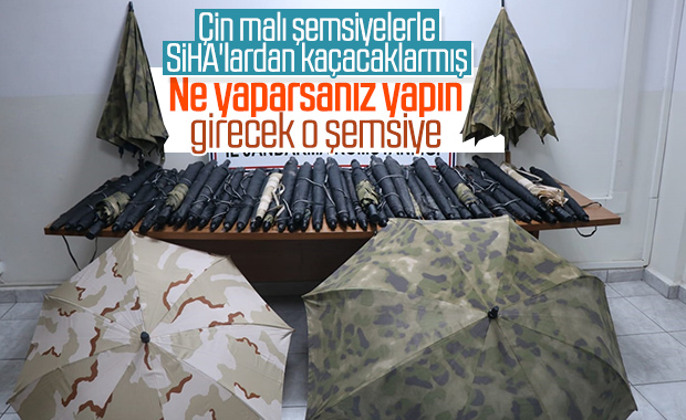 Diyarbakır'da ele geçirilen terörist şemsiyeleri