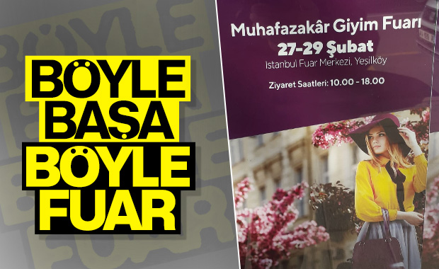 Muhafazakar giyim fuarı reklamında başı açık manken