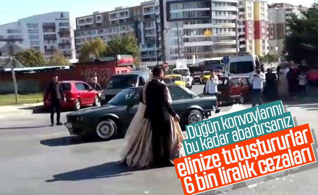 İstanbul'dan kaydedilen düğün konvoyu görüntüleri