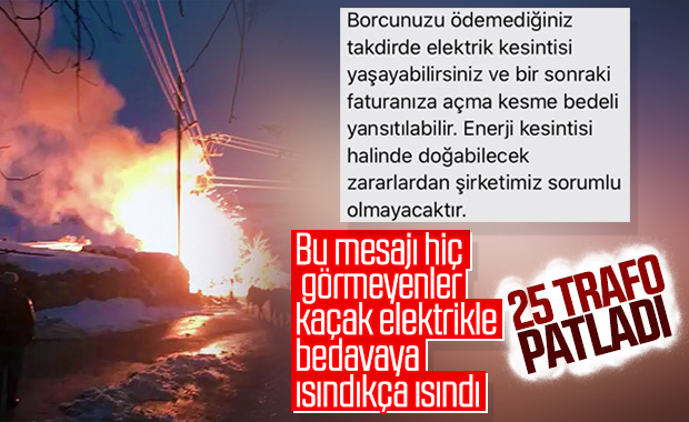 Kaçak elektrik kullananlar 25 trafo ile 12 pano yaktı