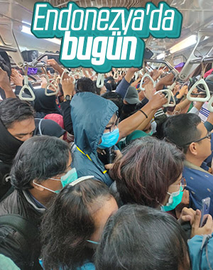 Endonezya'da metro tıklım tıklım görüntülendi