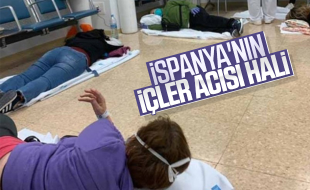İspanya'da hastanelerde hastalar koridorda yatıyor