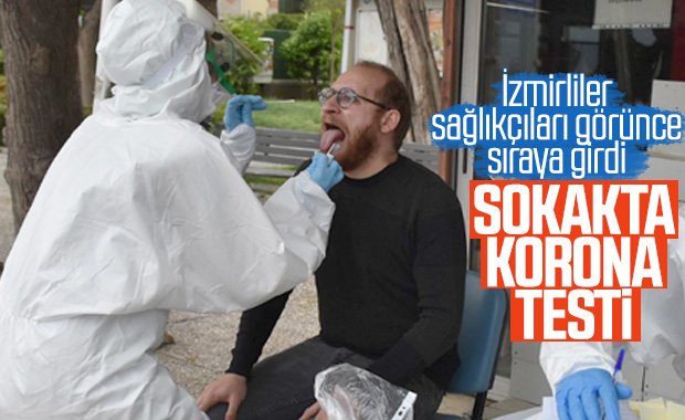 İzmir'de sokakta koronavirüs testi yaptılar