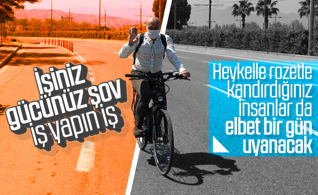 Tunç Soyer hastaneye bisikletle gitti