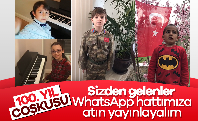 23 Nisan coşkusunu evinde kutlayan çocuklar