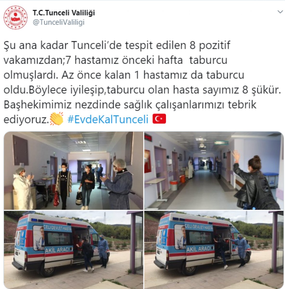 Tunceli'de korona vakası kalmadı