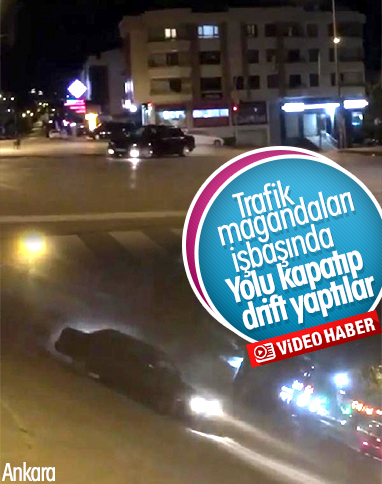 Ankara'da drift yapan iki sürücü kameraya yakalandı