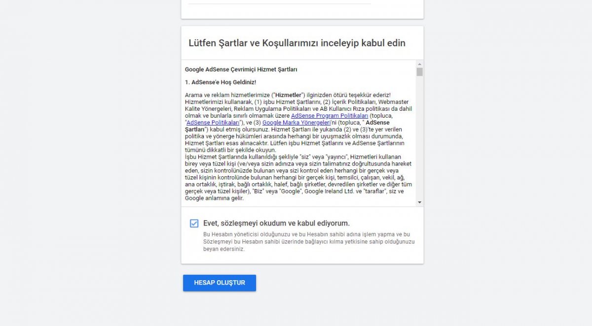 google adsense hesabi nasil acilir