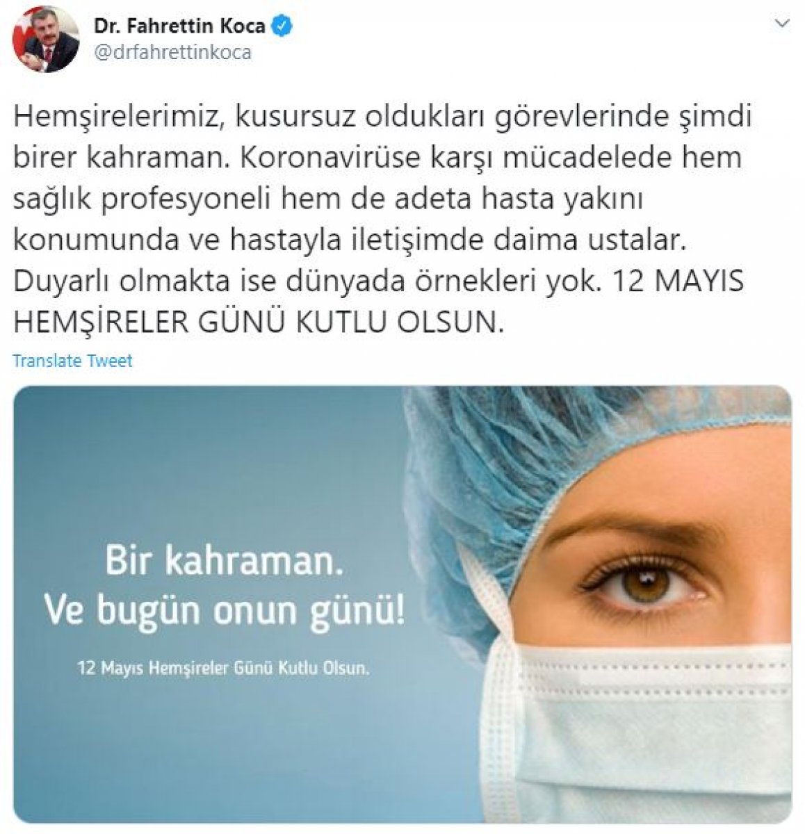 Sağlık Bakanı Koca: Hemşirelerimiz bir kahraman