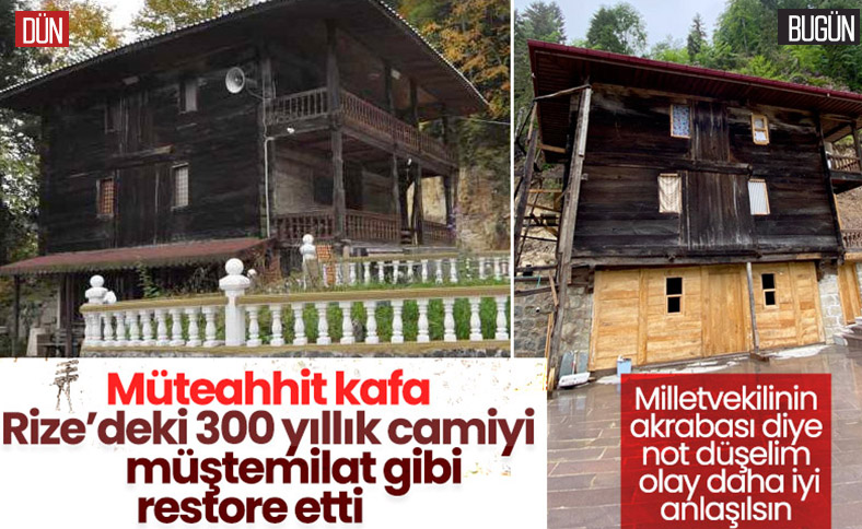 Rize’de 300 yıllık cami restorasyon kurbanı