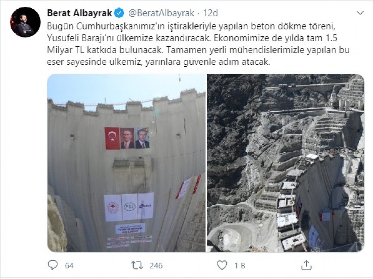 Bakan Albayrak Tan Yusufeli Baraji Paylasimi