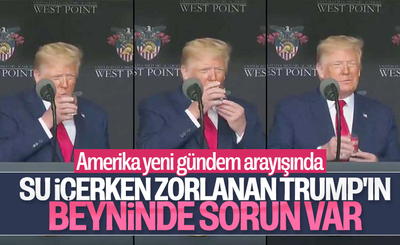 Trump su içerken zorlandı