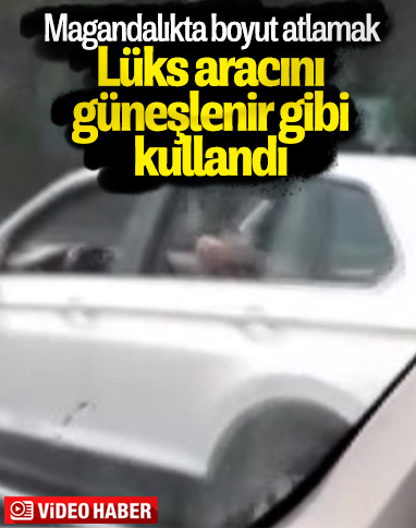 İstanbul'da yatarak araç kullanan sürücü kamerada