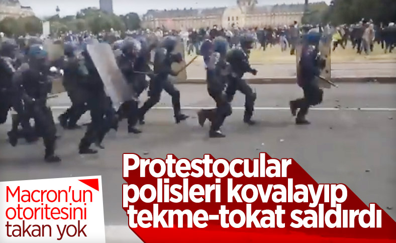 Paris'te gösteriler sırasında bir polis darbedildi