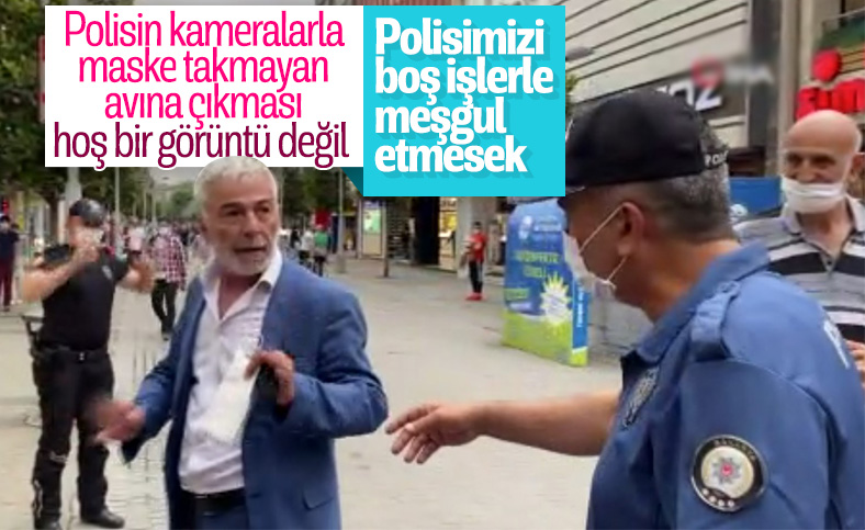 Sakarya'da maske uyarısı yapan polislere tepki gösterdi