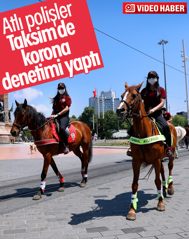 Taksim'de atlı polislerden denetim