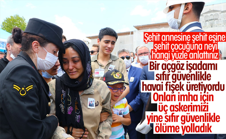 Havai fişek patlamasında şehit olan askerlere veda