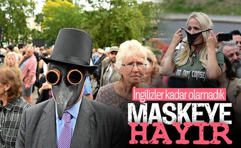 İngiltere'de maske zorunluluğuna protesto