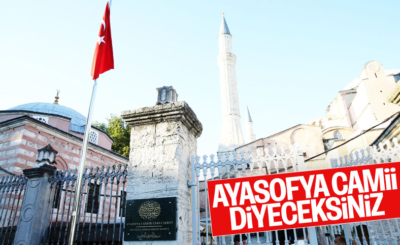 Erdoğan, Ayasofya Camii'nin tabelasını açtı