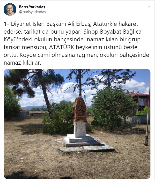 Namaz için Atatürk büstünü örten köylülere CHP'den tepki #3