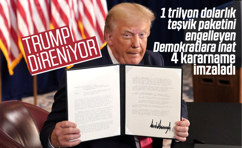 Trump'tan Demokratlara rağmen 4 koronavirüs kararnamesi