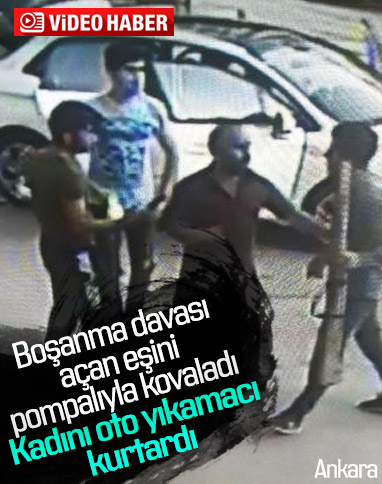Ankara'da eşi tarafından silahla kovalanan kadını esnaf kurtardı