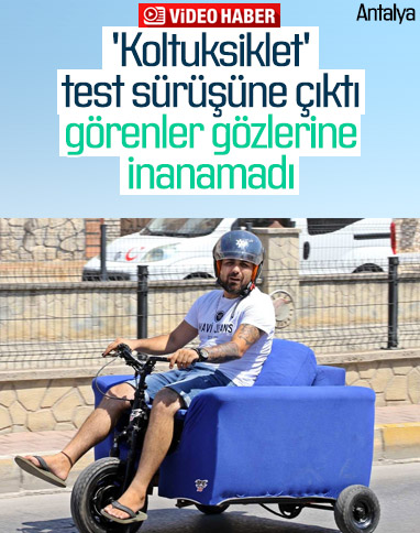 Antalya'da oto aksesuarcısı, bu sefer de koltuktan motosiklet yaptı 