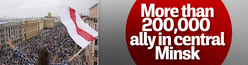 Belarus opposition holds huge rally in Minsk