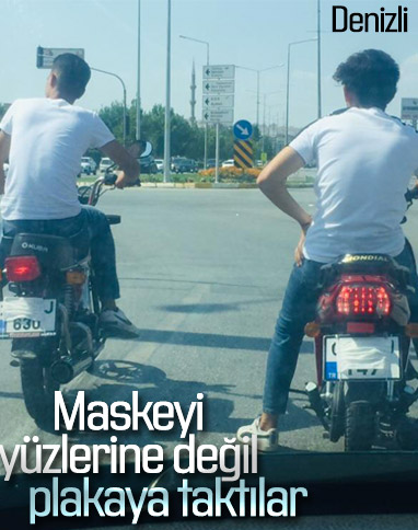 Denizli'de iki motosikletli maske ile plakalarını kapattı