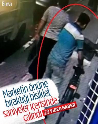 Bursa’da marketin önündeki bisikleti çaldı 