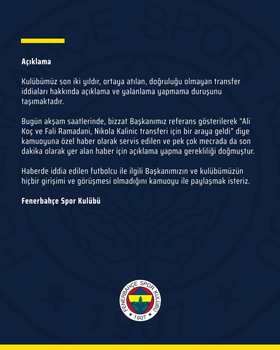 Fenerbahce Nikola Kalinic Haberlerini Yalanladi