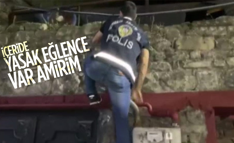 Beyoğlu'nda polis eğlence mekanına tırmanarak girdi