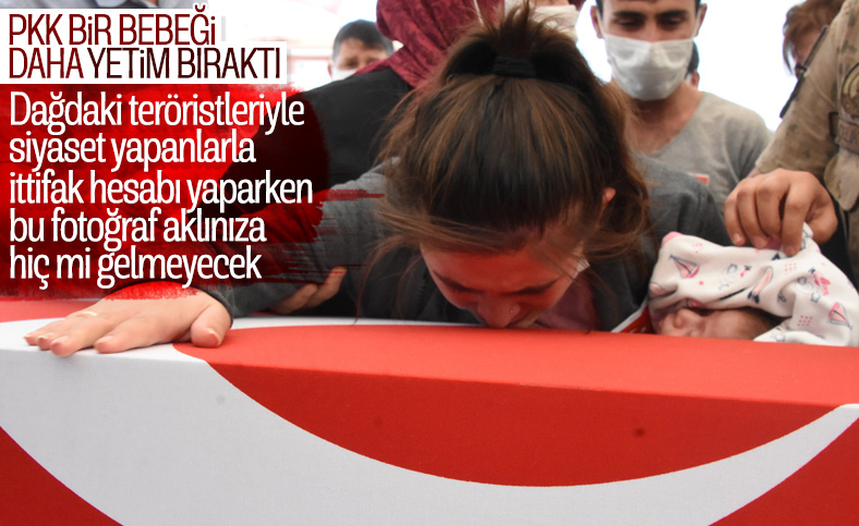 Şehit Sinan Aktay'a kundaktaki bebeğiyle veda
